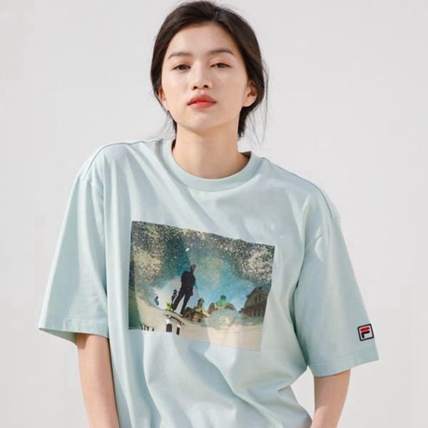 Fila Women's Artist Graphic S/S T-Shirt - Turquoise | UK-521WQSZKY